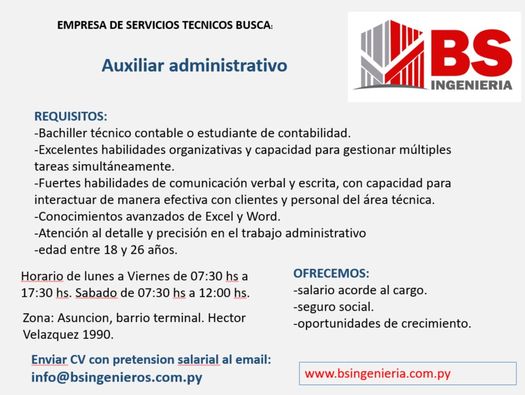 Auxiliar administrativo en Paraguay