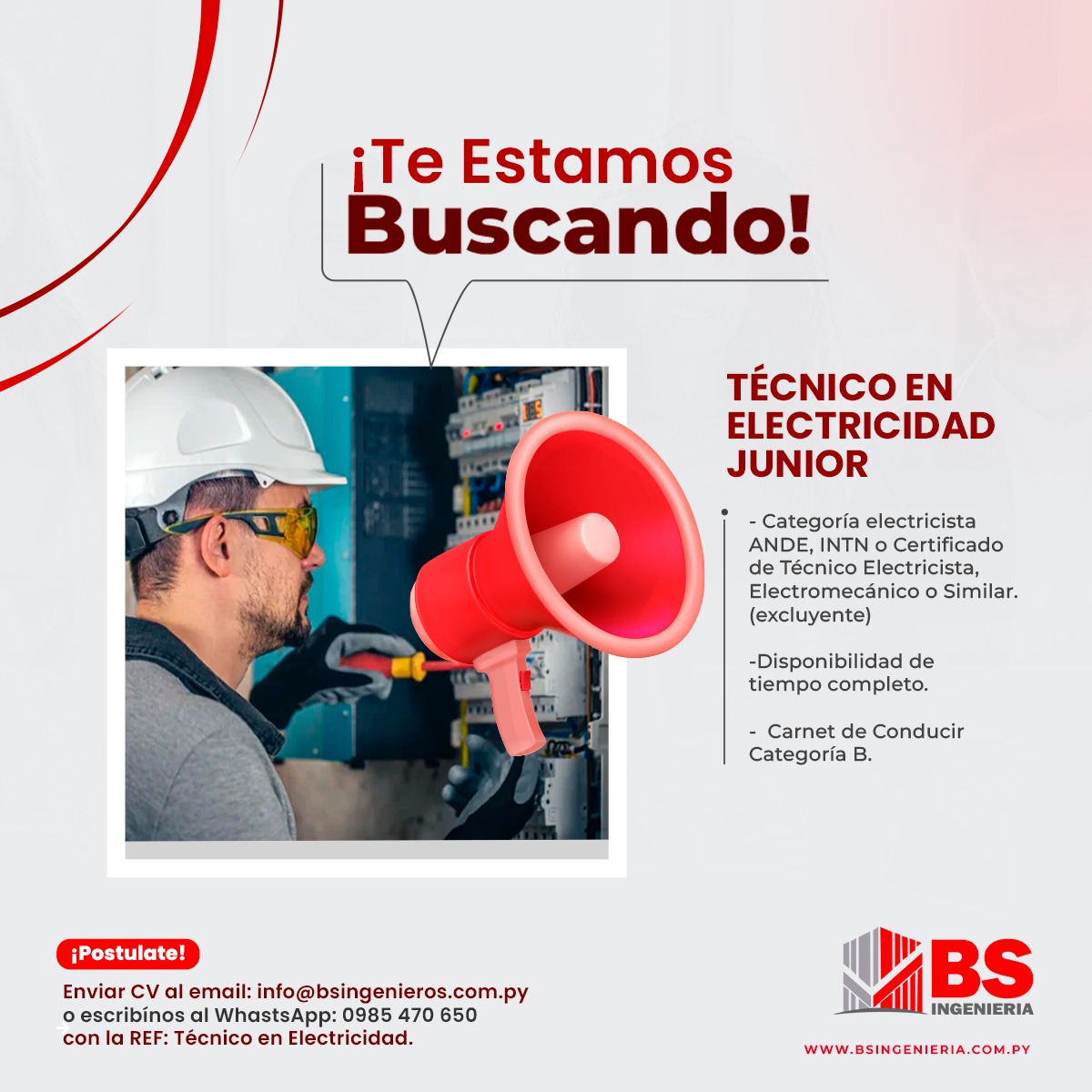 Técnico en electricidad junior en Paraguay